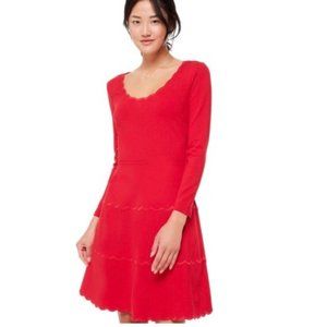 Kate Spade Ponte Fit and Flare Scallop Red Dress